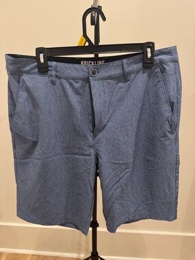 Men's Chambray Flat Front Shorts — Light Blue